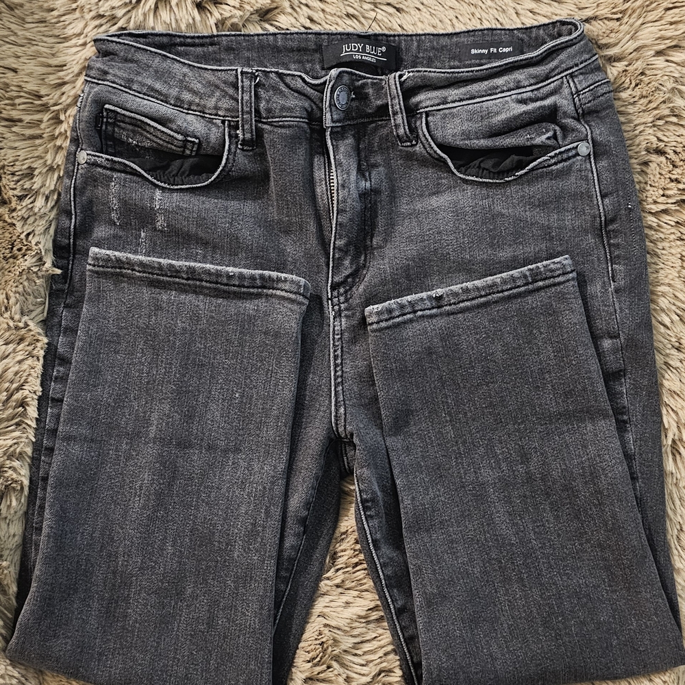Judy Blue Black Capris with Distressed Look